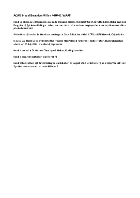 A preview of a PDF biography for Miller, Hazel Beatrice